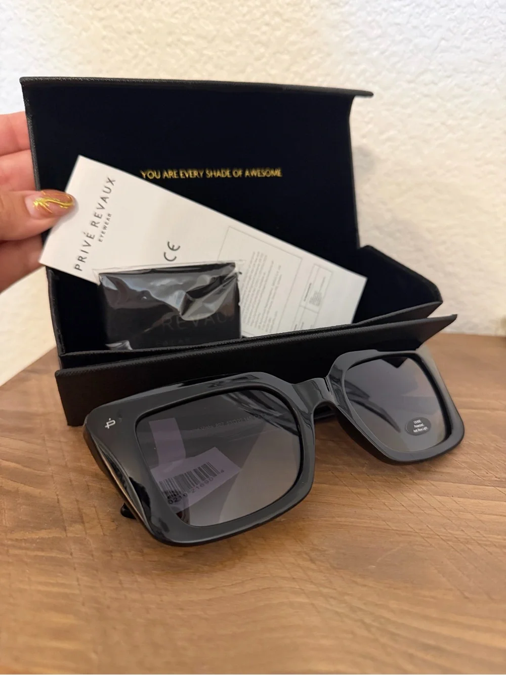 PRIVÉ REVAUX Women’s Black Square Sunglasses with Gradient Lenses